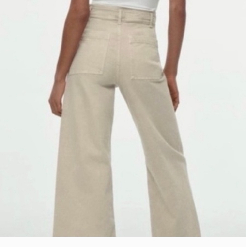 Zara Marine Wide-Leg Flare Jeans Cream Size 2 - Picture 2 of 11